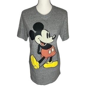 Disney Top Heather Gray Mickey Mouse Graphic Short Sleeve Tee Shirt Top Size M